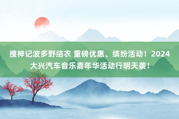 搜神记波多野结衣 重磅优惠、缤纷活动！2024大兴汽车音乐嘉年华活动行明天袭！