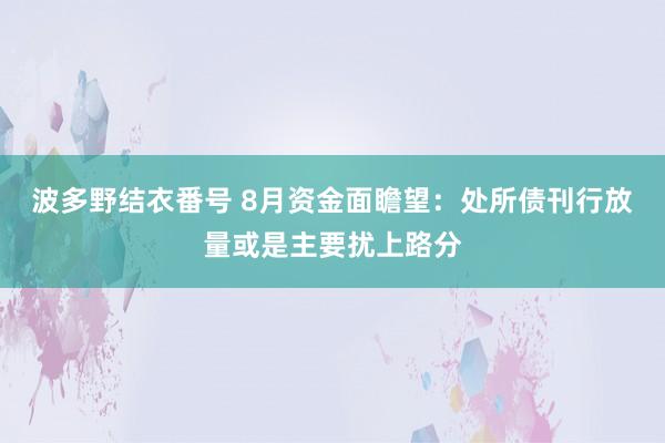 波多野结衣番号 8月资金面瞻望：处所债刊行放量或是主要扰上路分