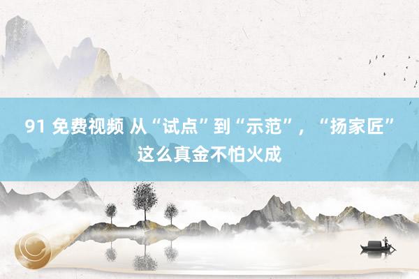 91 免费视频 从“试点”到“示范”，“扬家匠”这么真金不怕火成