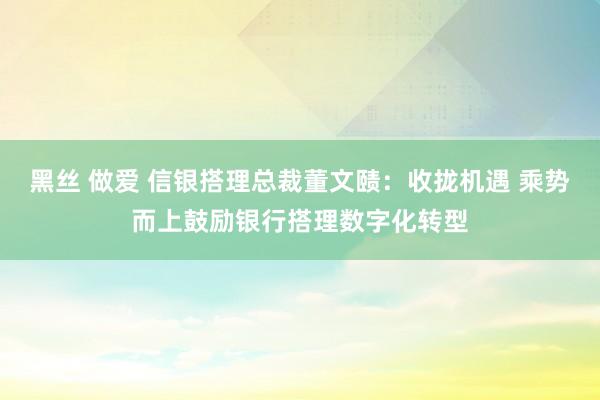 黑丝 做爱 信银搭理总裁董文赜：收拢机遇 乘势而上鼓励银行搭理数字化转型